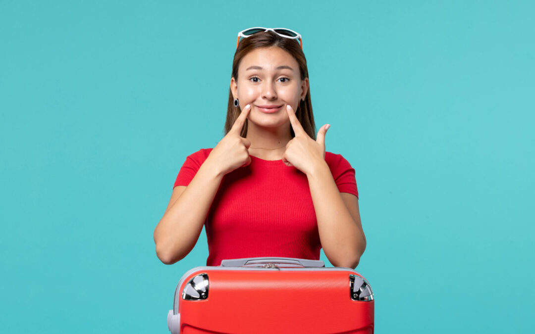 modern girl ready for travel for her dental treatment as dental tourism to mohali in india is increasing